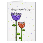 Fun Doodle Flowers purple orange dots Mother's Day Cards