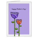 Fun Doodle Flowers purple orange Mother's Day Card
