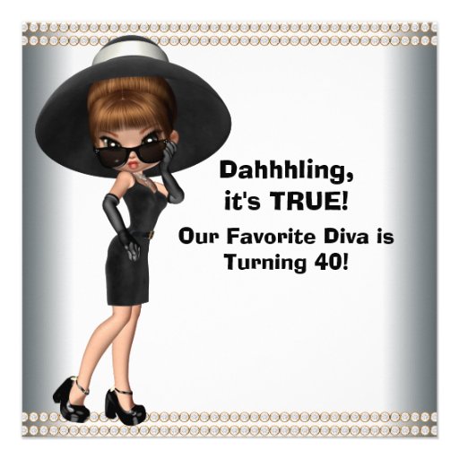 Fun Favourite Diva Womans 40th Birthday Party Custom Invite