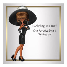 Fun Favourite Diva Womans Black 40th Birthday Part Personalised Announcement