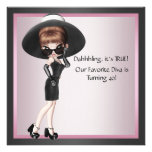 Fun Favourite Diva Womans Pink Black 40th Birthday Announcement