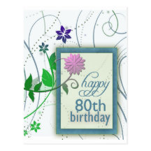 Fun flower happy 80th Birthday Post Card