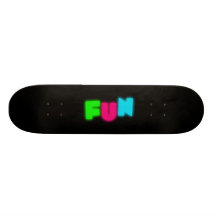 FUN Funky Groovy Neon Glow Blue Pink Green Letters Skate Board
