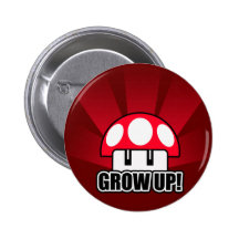 Fun Grow Up Red Mushroom Powerup Button