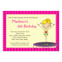 Fun Gymnastics Kids Birthday Party Invitation