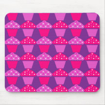 Fun Hot Pink and Purple Cupcake Pattern Mouse Pad
