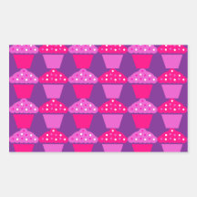 Fun Hot Pink and Purple Cupcake Pattern Rectangle Sticker