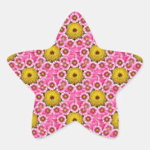 Fun Hot Pink Daisy Flower Pattern Star Stickers