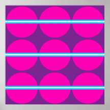 Fun Hot Pink Purple Polka Dots Teal Stripes Design Posters