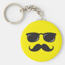 Fun incognito smiley keychain with moustache