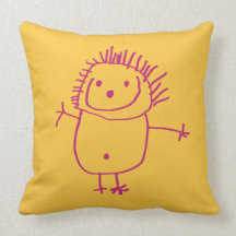 Fun kids drawing custom pillow with funny man