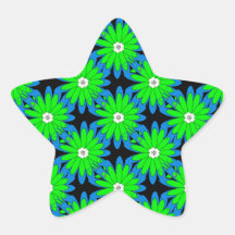 Fun Lime Green and Blue Flower Pattern Sticker