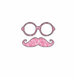 FUN MUSTACHE AND GLASSES, PRINTED PINK GLITTER ACRYLIC CUT OUTS
