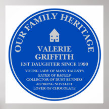 Fun Personalised Family Heritage Plaque Poster