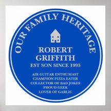 Fun Personalised Family Heritage Plaque Poster