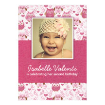 Fun Photo Owls Birthday Party Invitation 5X7
