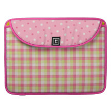 Fun Pink Plaid Polka Dots Macbook Pro Sleeve
