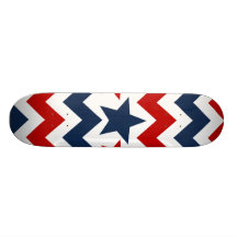 Fun Red White Blue Chevron Stars and Stripes Skate Board