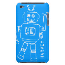 Fun robot named blue & white boys ipod touch case