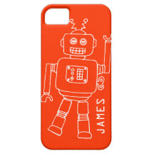 Fun robot named orange & white boys iphone 5 case