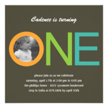 Fun To Be One Photo Birthday Invitation - Blue