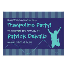 Fun Trampoline Birthday Party Invitations - Boys