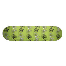 Fun Vintage Green Bicycles Pattern Print Skateboard Deck