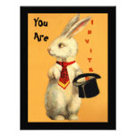 Fun Vintage Magic Show Rabbit & Top Hat Invitation