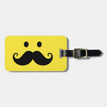 Fun yellow smiley face with handlebar moustache