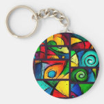 Funky Abstract Swirly Art Keychain
