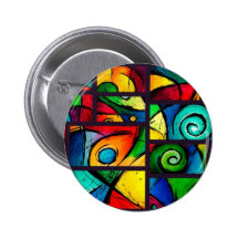 Funky Abstract Swirly Art Pinback Buttons