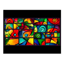 Funky Abstract Swirly Art Postcard