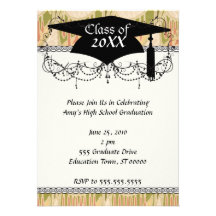 funky art nouveau pattern abstraction graduation personalised invites