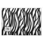 Funky Black / White Monogram Zebra Fabric Placemat