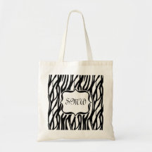 Funky Black/White Zebra Monogram Bag