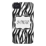 Funky Black/White Zebra Monogram Case-Mate iPhone 4 Case