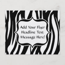 Funky Black/White Zebra Monogram Flyers