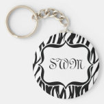 Funky Black/White Zebra Monogram Keychain