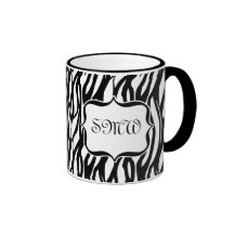 Funky Black/White Zebra Monogram Mug