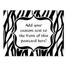 Funky Black/White Zebra Monogram Post Card