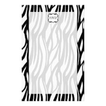 Funky Black/White Zebra Monogram Customised Stationery