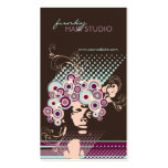 Funky Bloom Hair Floral Mod Circles Retro Abstract Business Card