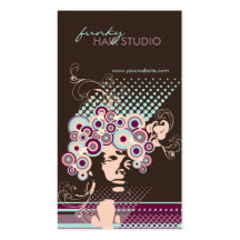 Funky Bloom Hair Floral Mod Circles Retro Abstract Business Card