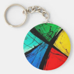 Funky Bright Abstract Art Painting Key Chain