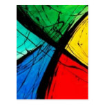 Funky Bright Abstract Art Painting Post Card