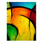 Funky Bright Colours Abstract Art Post Card