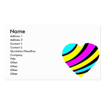 funky cmyk striped heart design business card templates