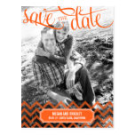 Funky Couple Save The Date Postcard - Orange