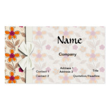 funky doodle flowers pattern business cards