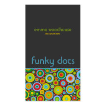 Funky Dots 'N' Stripes Vertical Dark Grey Business Card